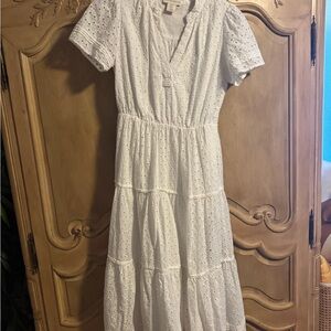 Cynthia Rowley White Eyelet Midi Dress